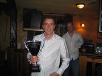 Andy Knights picking up the replacement League Cup on behalf of the team